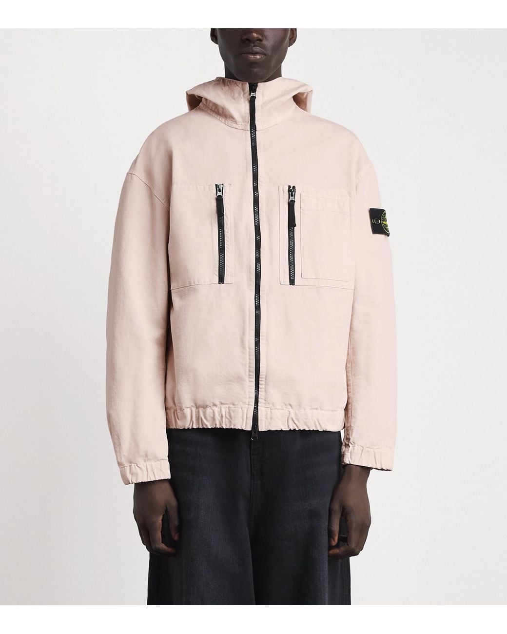 Stone Island Pink Organic Cotton Ripstop Hooded Overshirt for men