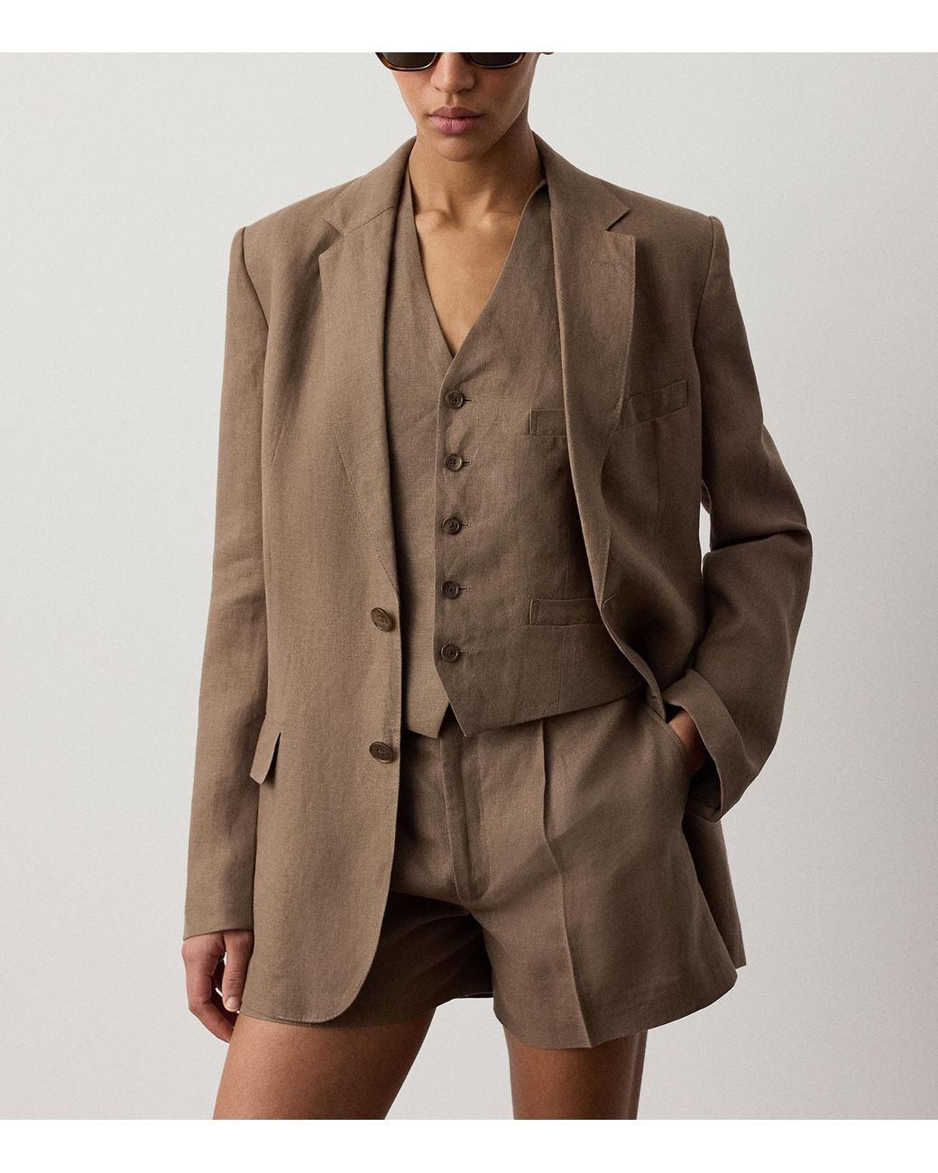 Ralph Lauren Brown Linen Marcy Jacket