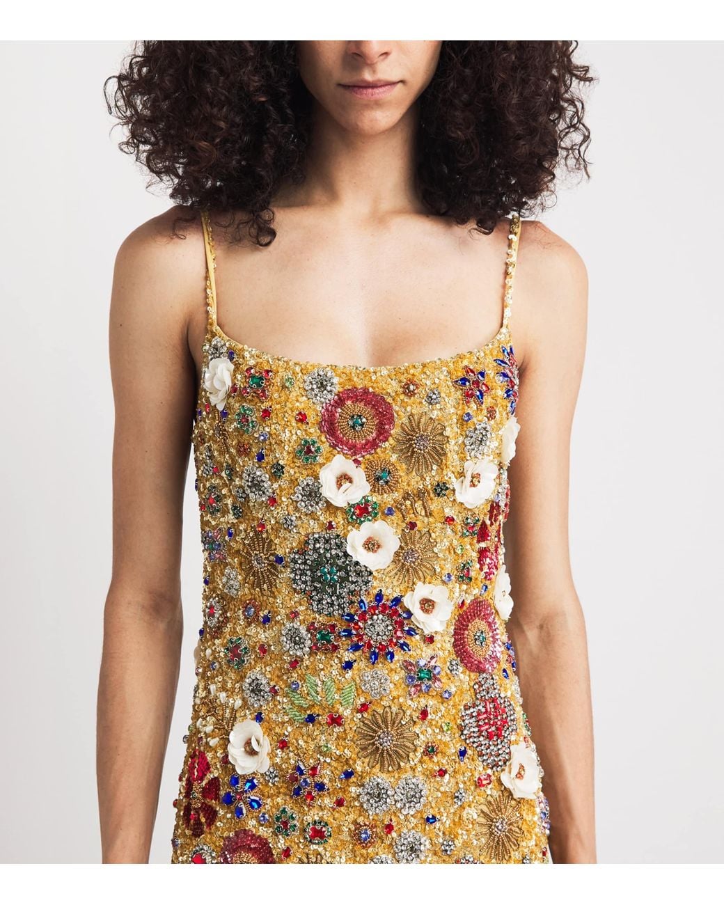 Rachel Gilbert Metallic Embellished Francesca Midi Dress