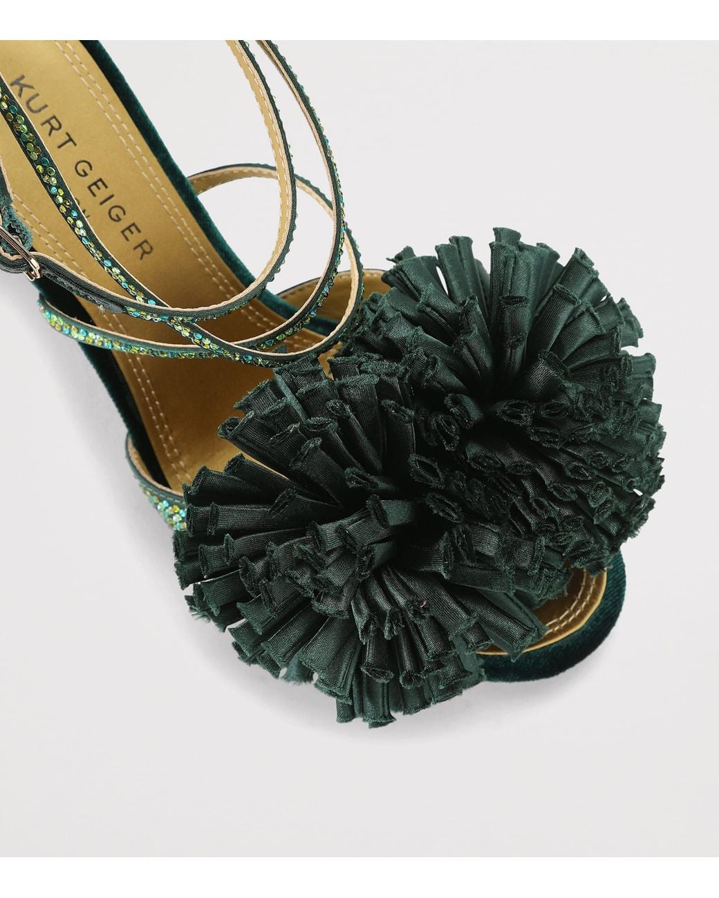 Kurt Geiger Black Embellished Pom Pom Heeled Sandals