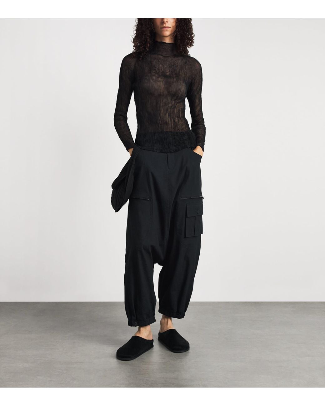 Issey Miyake Black Grainy Pants Tailored Trousers