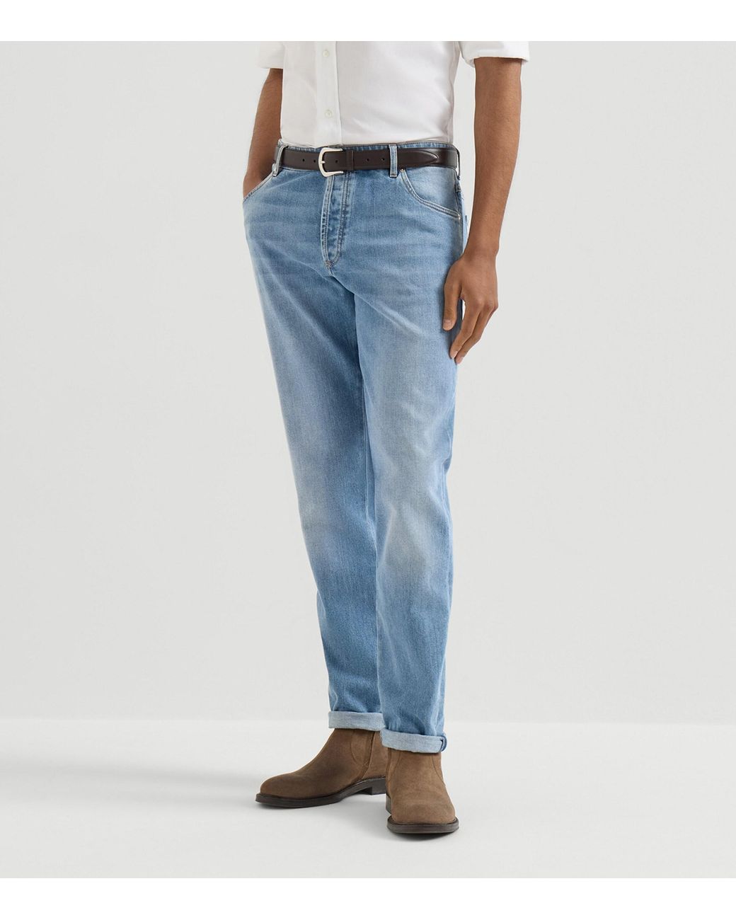 Brunello Cucinelli Blue Stretch-Cotton Slim Jeans for men
