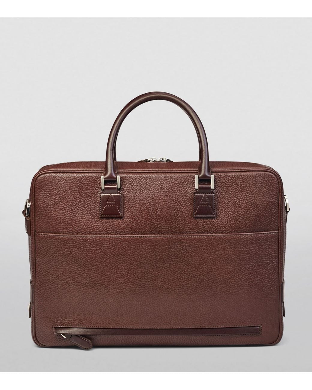 Aspinal Brown Leather Mount Street Briefcase Bag for men