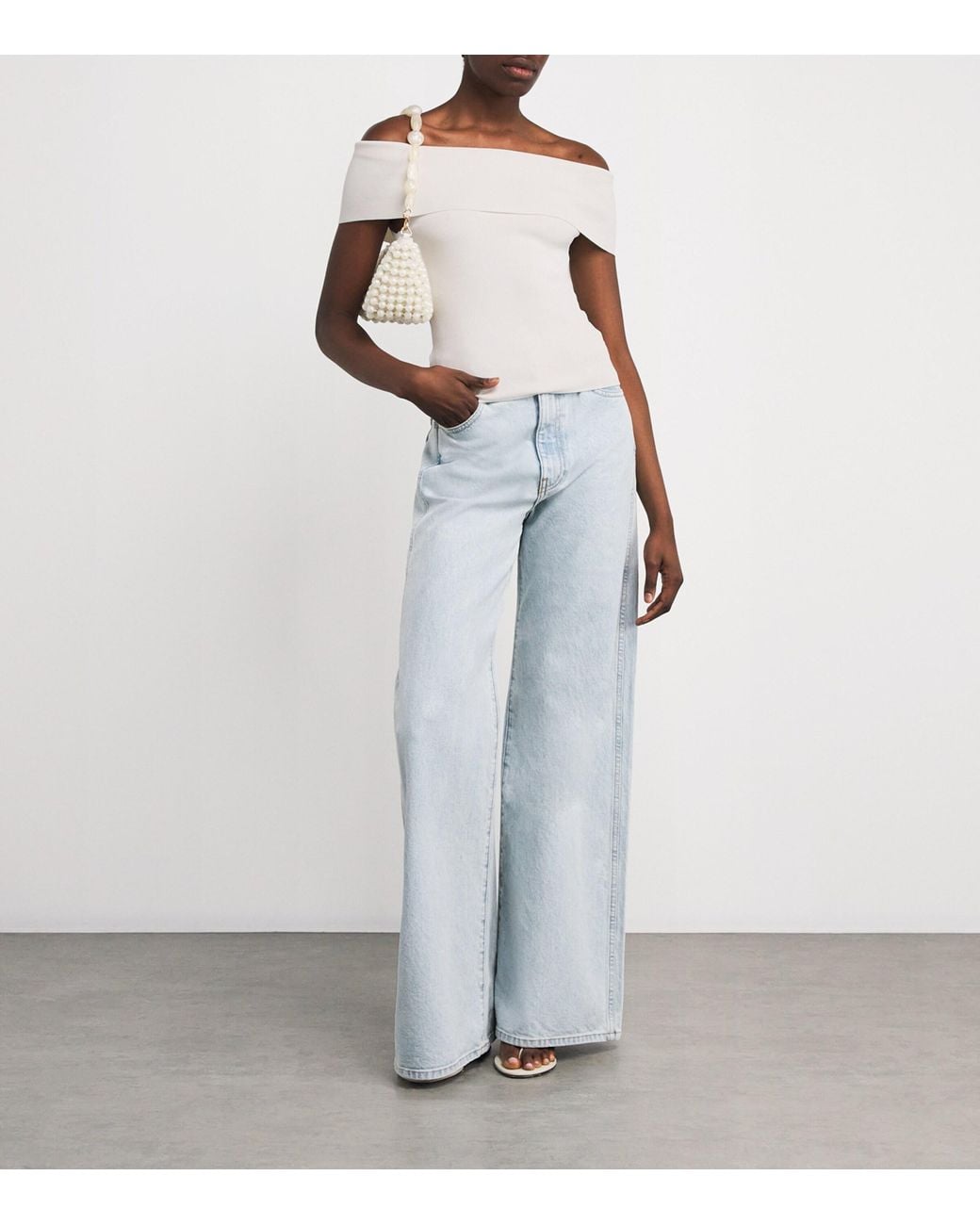 Maje White Knitted Off-The-Shoulder Top