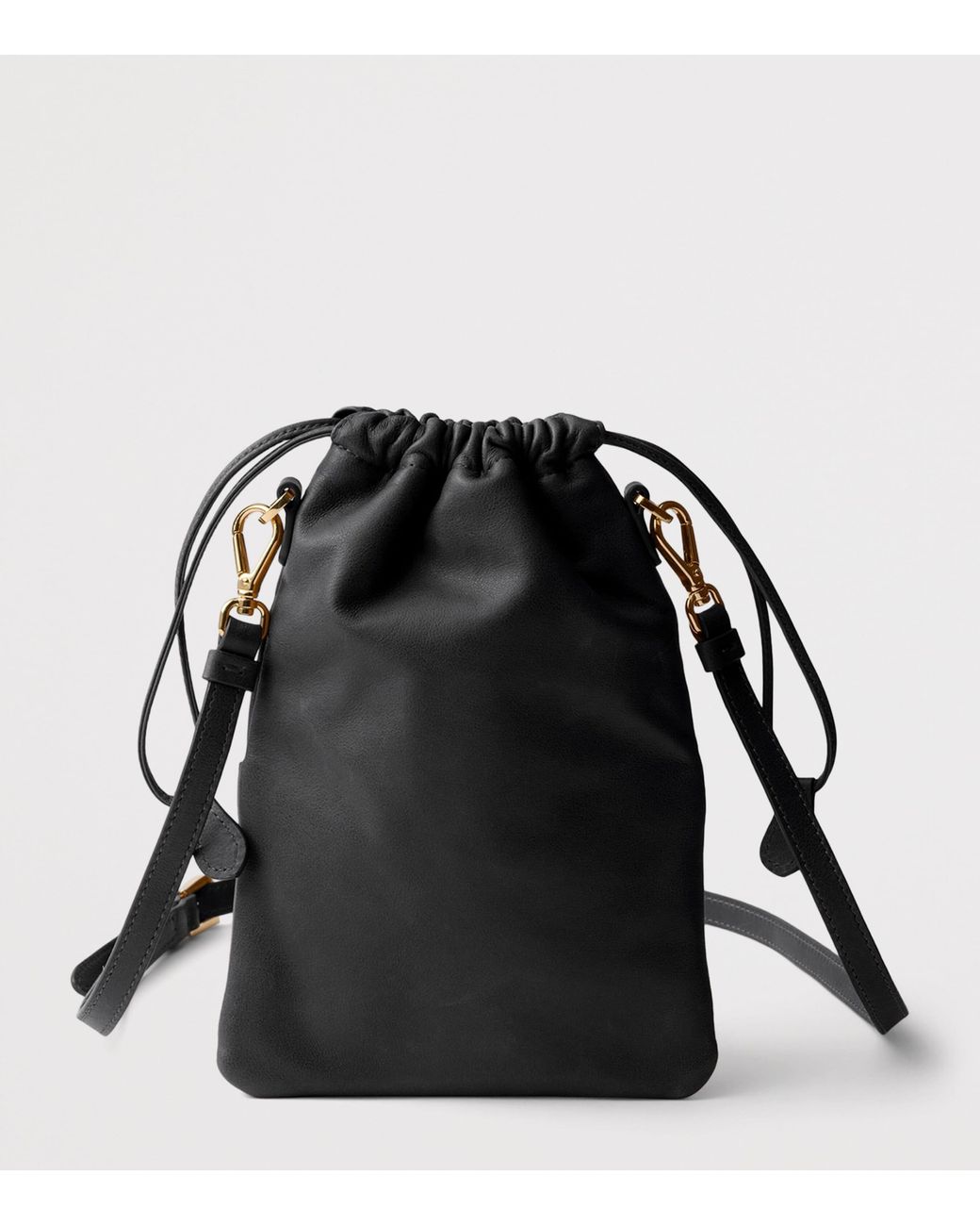 Prada Black Nappa Leather Drawstring Pouch