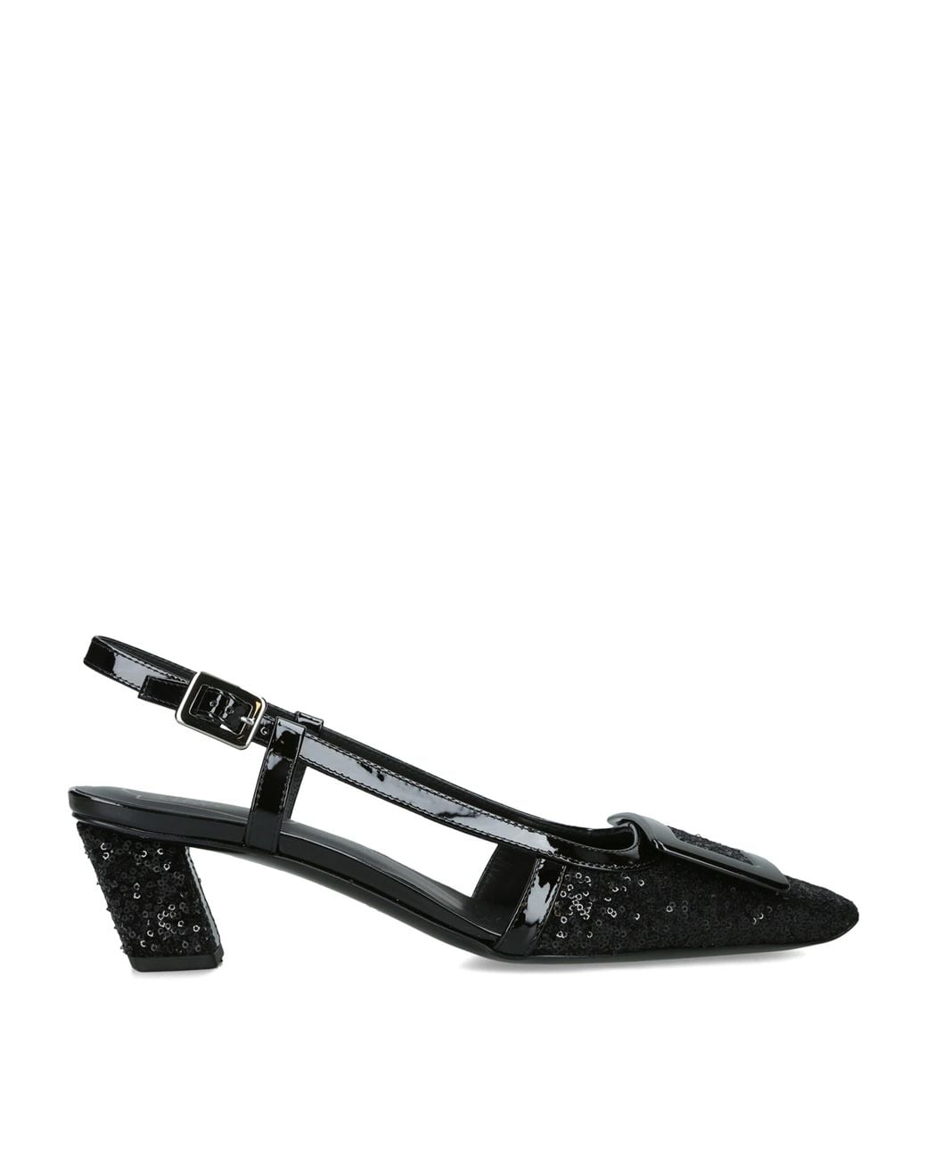 Roger Vivier Black Sequinned Belle Vivier Slingback Pumps 45