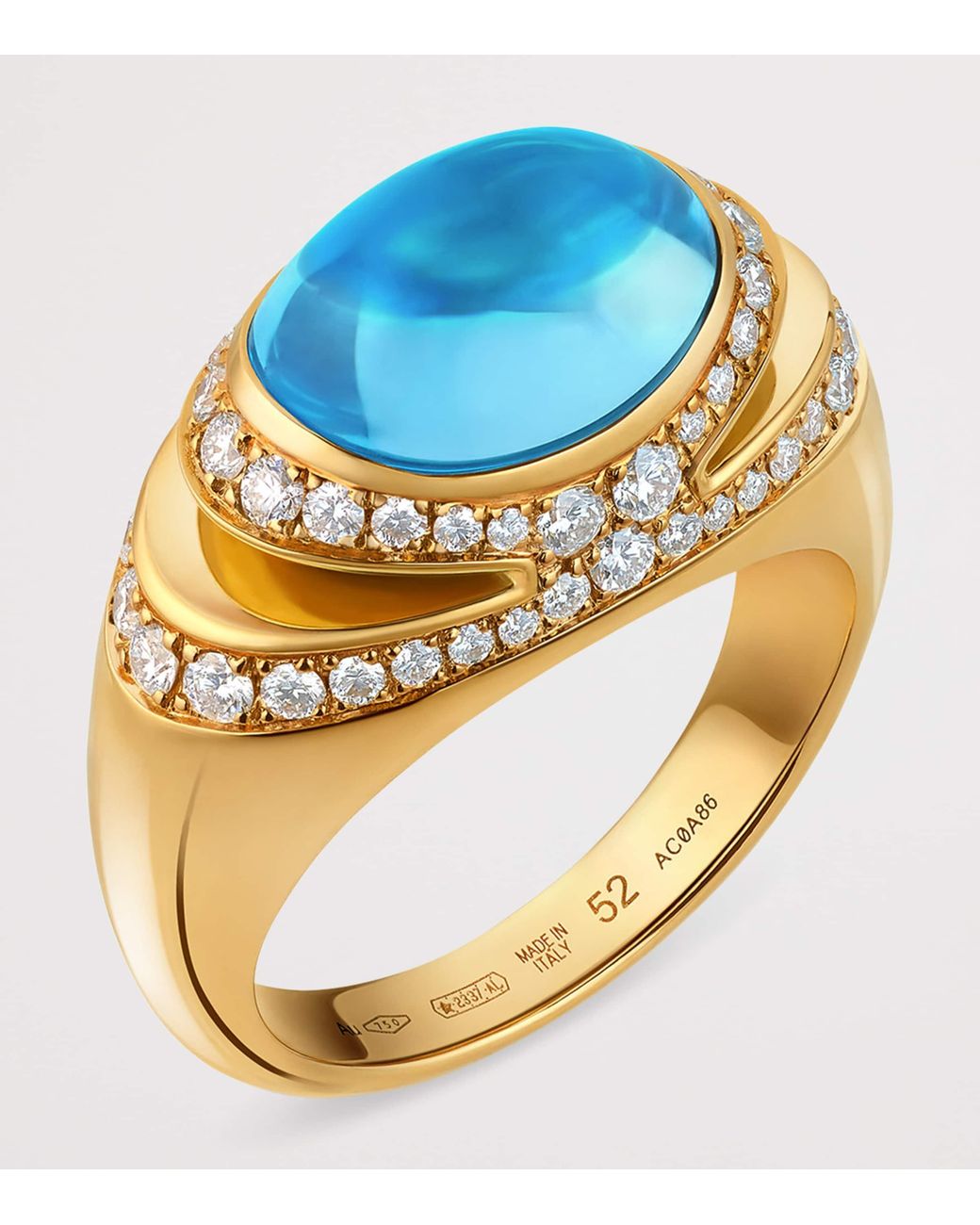 BVLGARI Metallic Diamond And Topaz Cabochon Ring