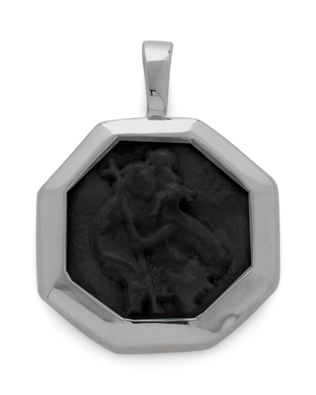 Monica Vinader Black Sterling And Onyx St Christopher Talisman Pendant