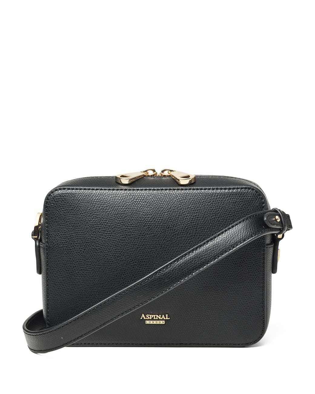 Aspinal Black Leather Slot Weave Camera Bag