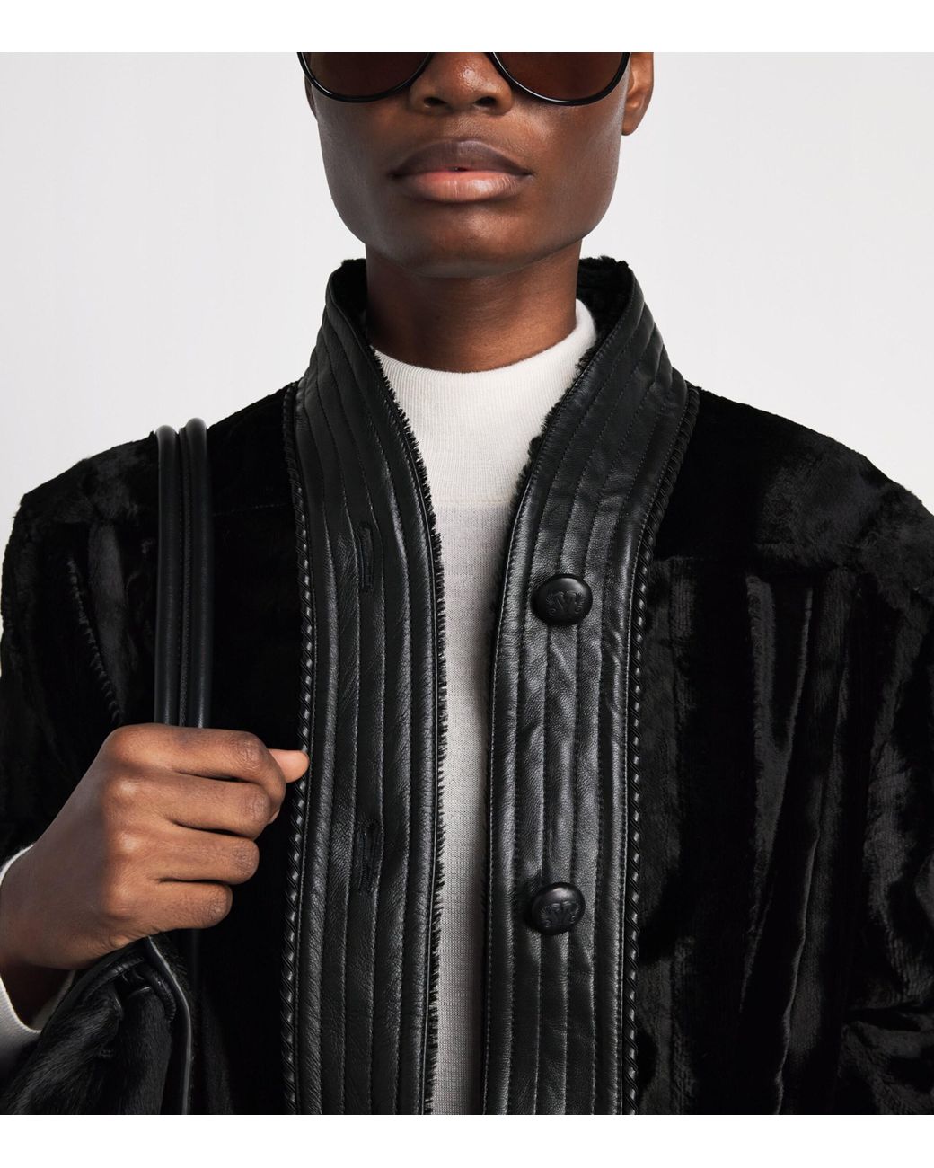 Blazé Milano Black Faux Fur Coiba Bomber Jacket
