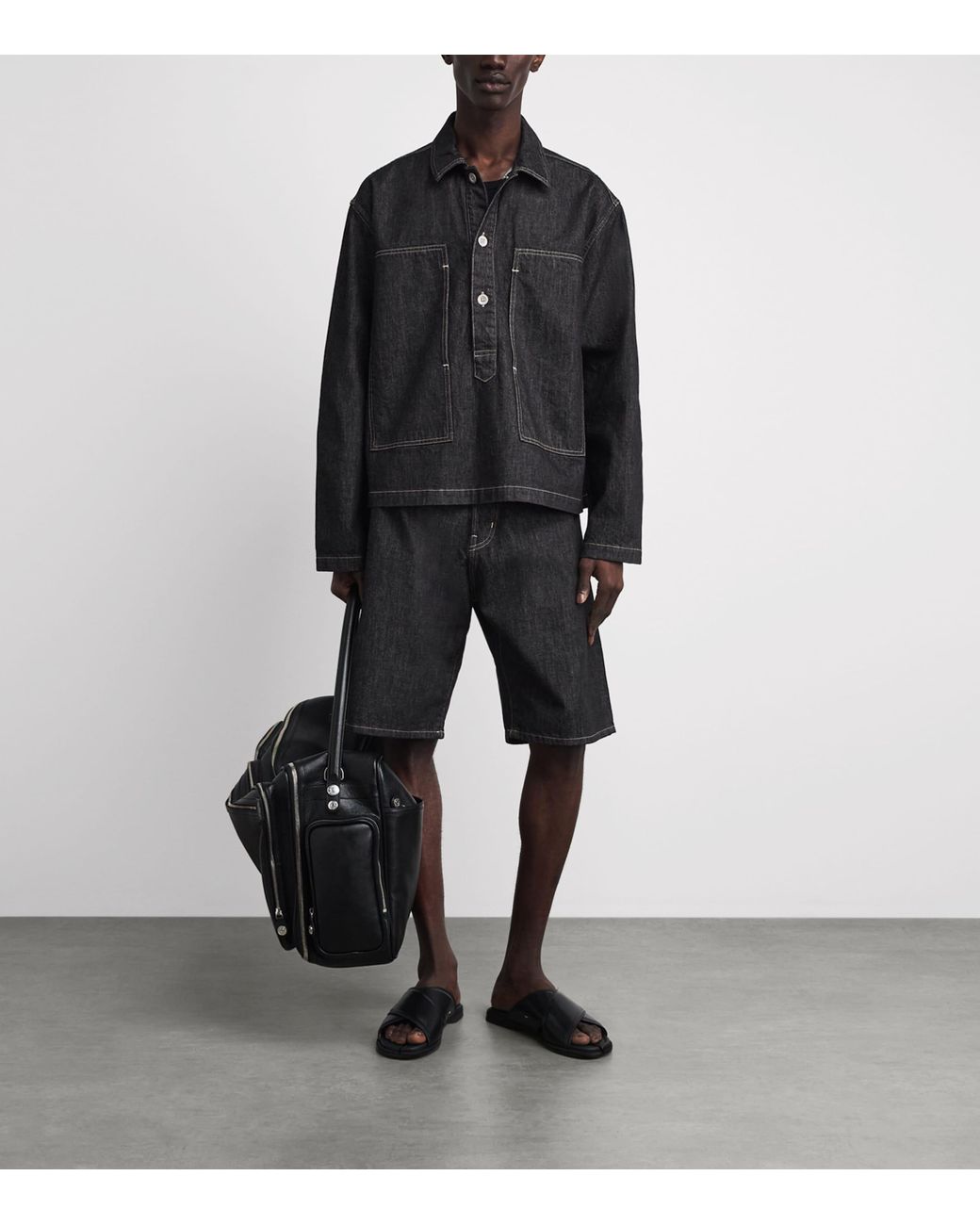 Studio Nicholson Black Denim Pullover Shirt for men