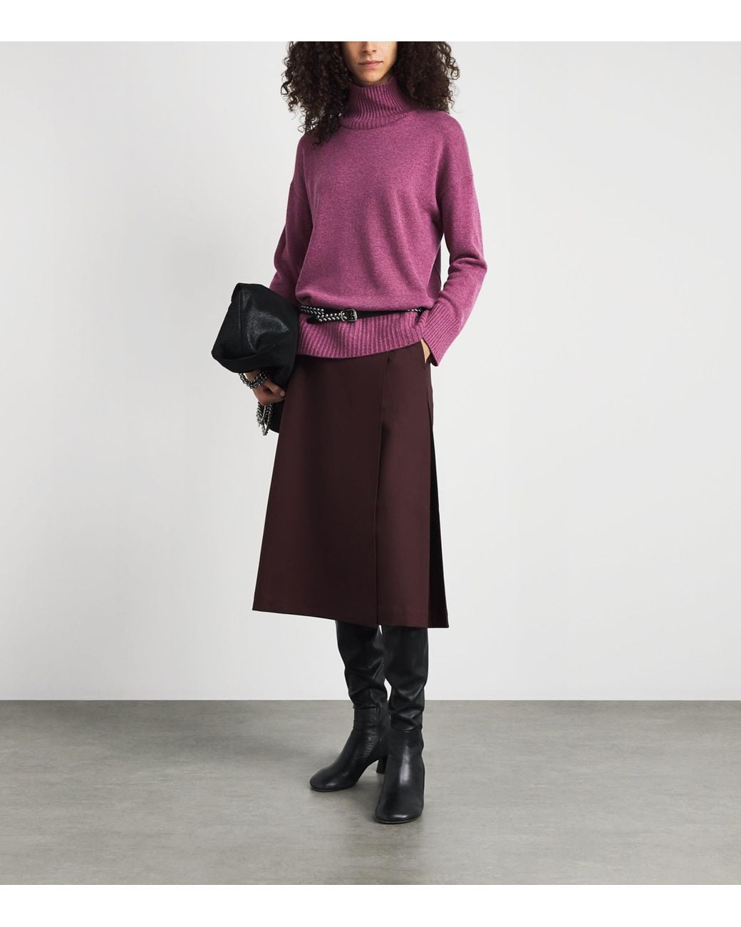 Lafayette 148 New York Purple Cashmere Funnel-Neck Sweater