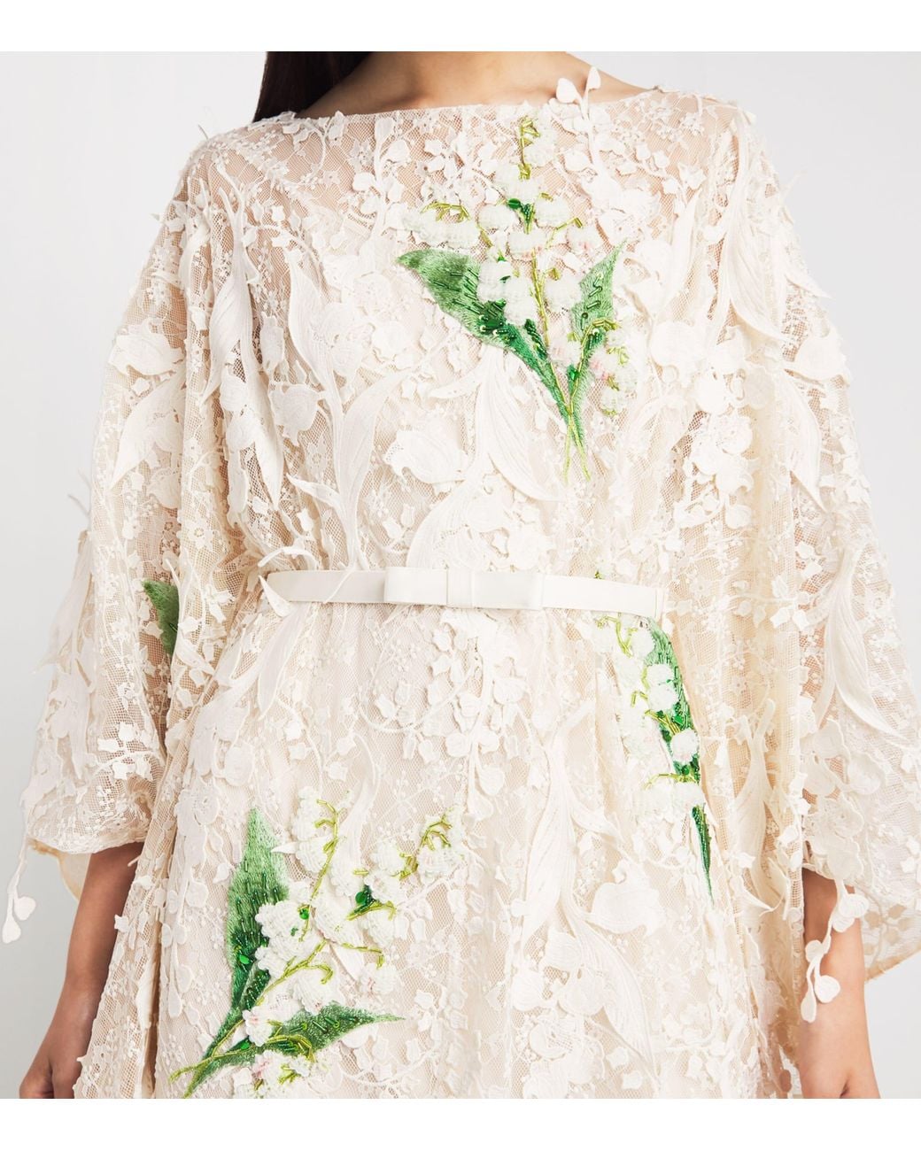 LEO LIN Natural Lace Embellished Willow Maxi Kaftan Dress