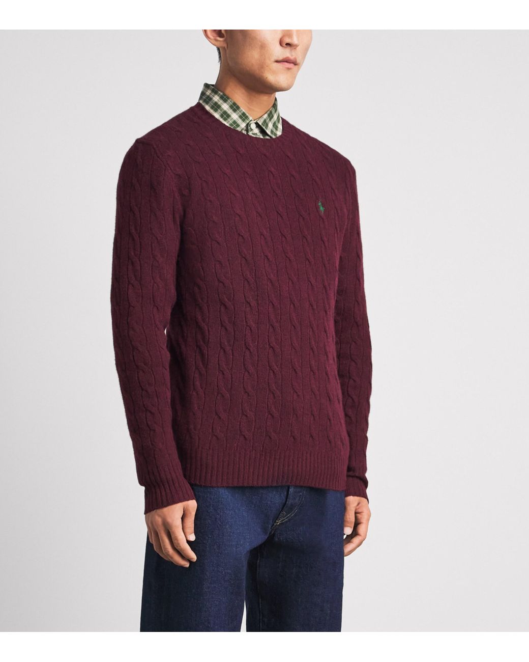 Polo Ralph Lauren Purple Wool-Cashmere Cable-Knit Sweater for men
