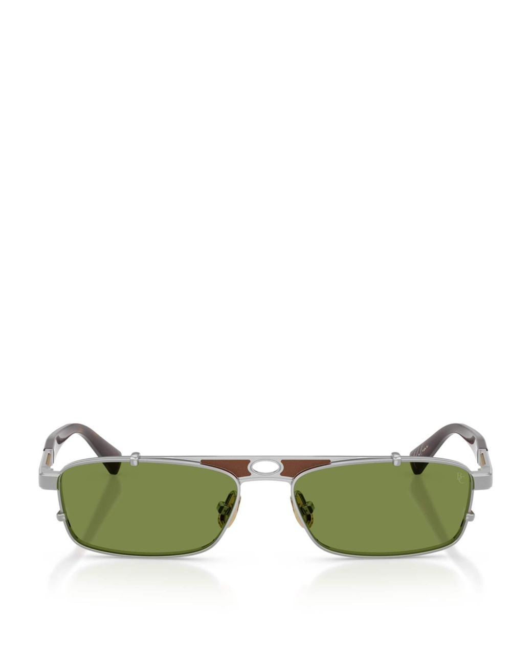 Brunello Cucinelli Green Titanium Rectangular Paloma Sunglasses