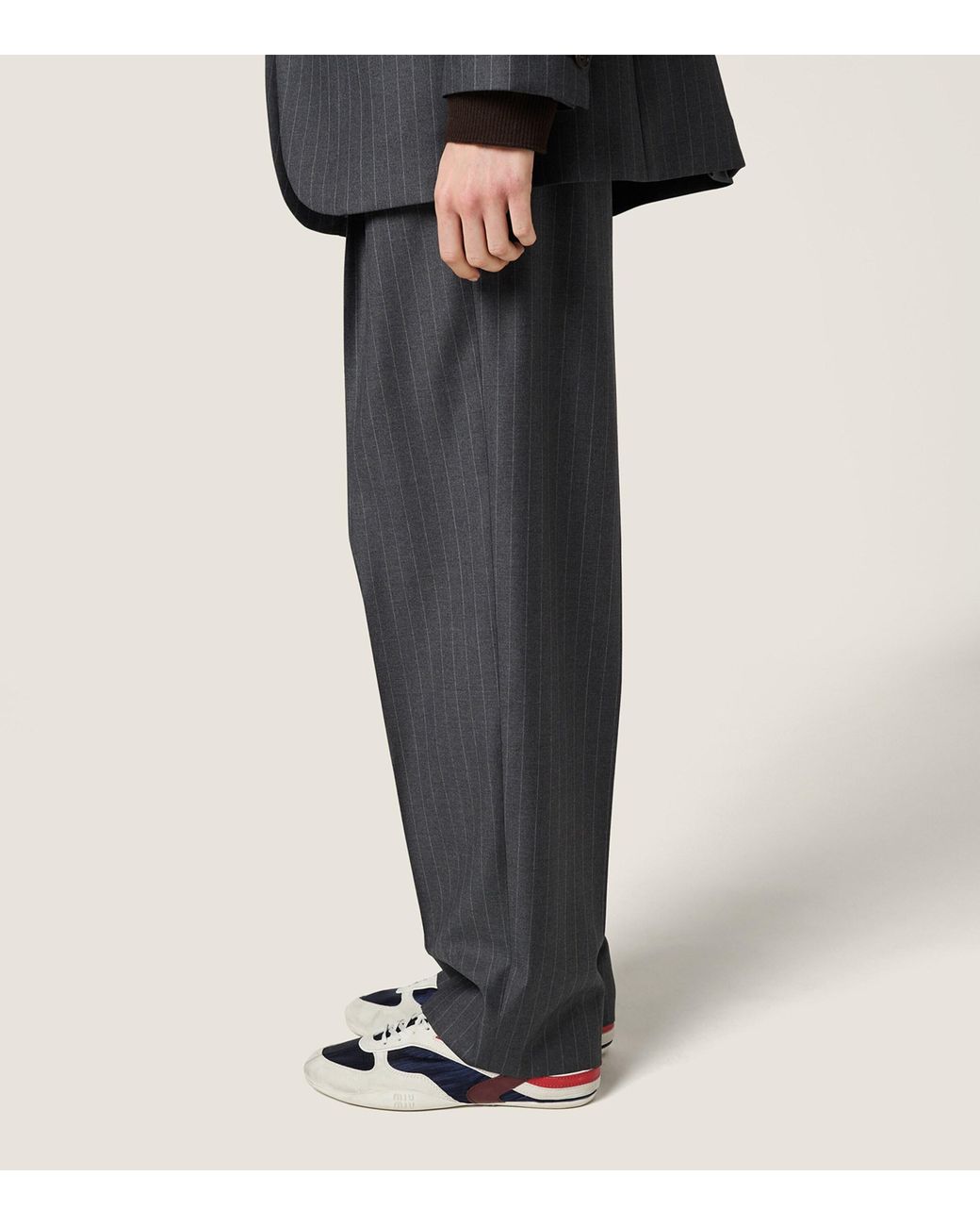 Miu Miu Gray Wool Pinstripe Trousers