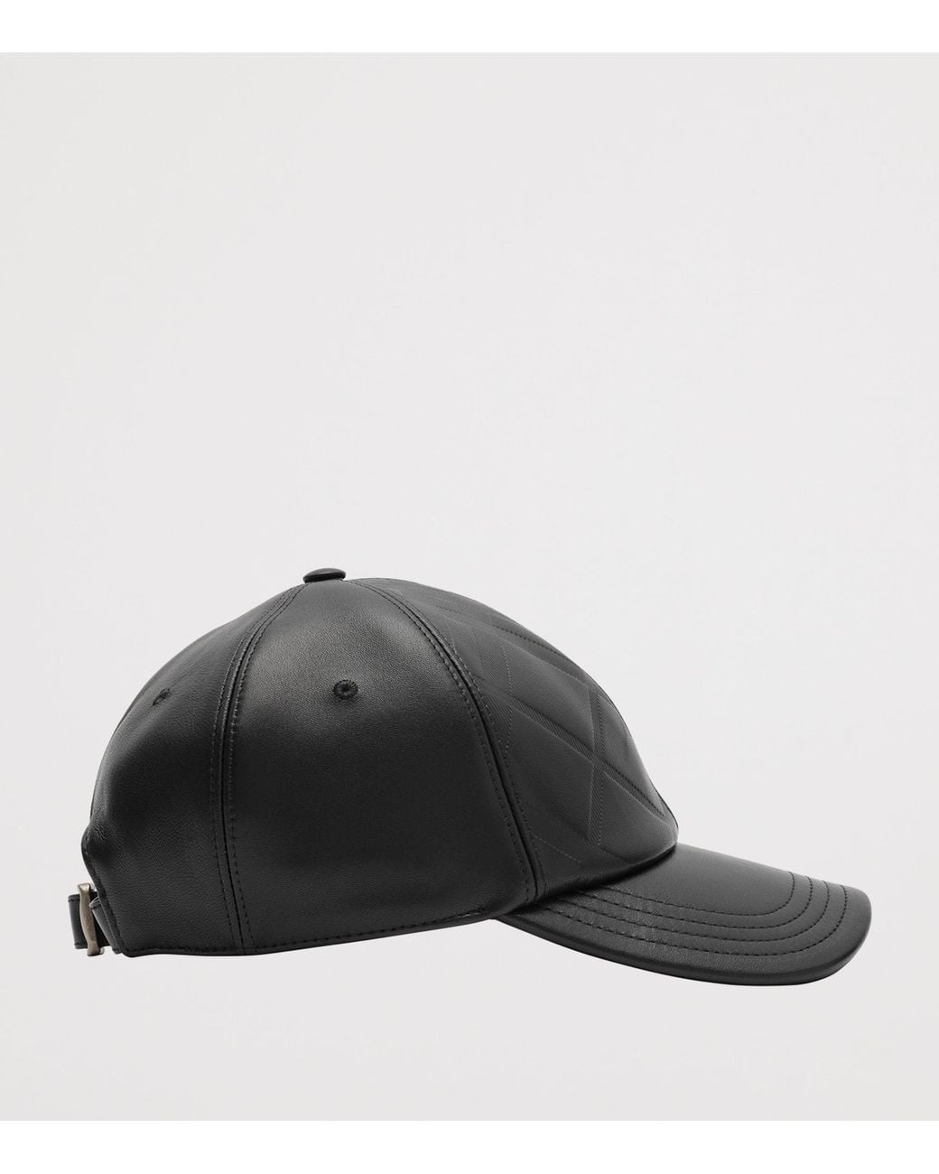Burberry Gray Lambskin Embossed-Check Baseball Cap for men