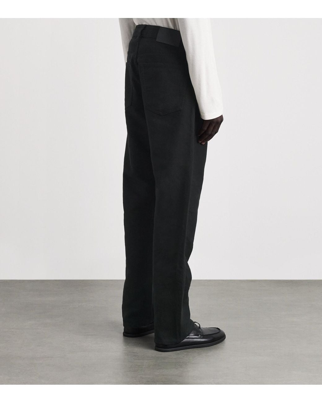 Studio Nicholson Black Moleskin Straight Riso Trousers for men