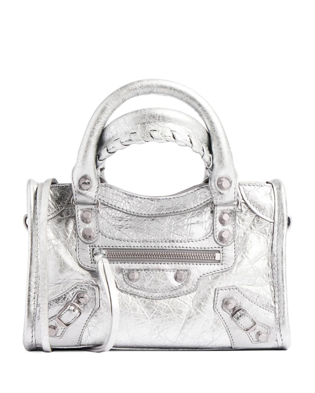 Balenciaga White Metallic Le City Nano Top-Handle Bag