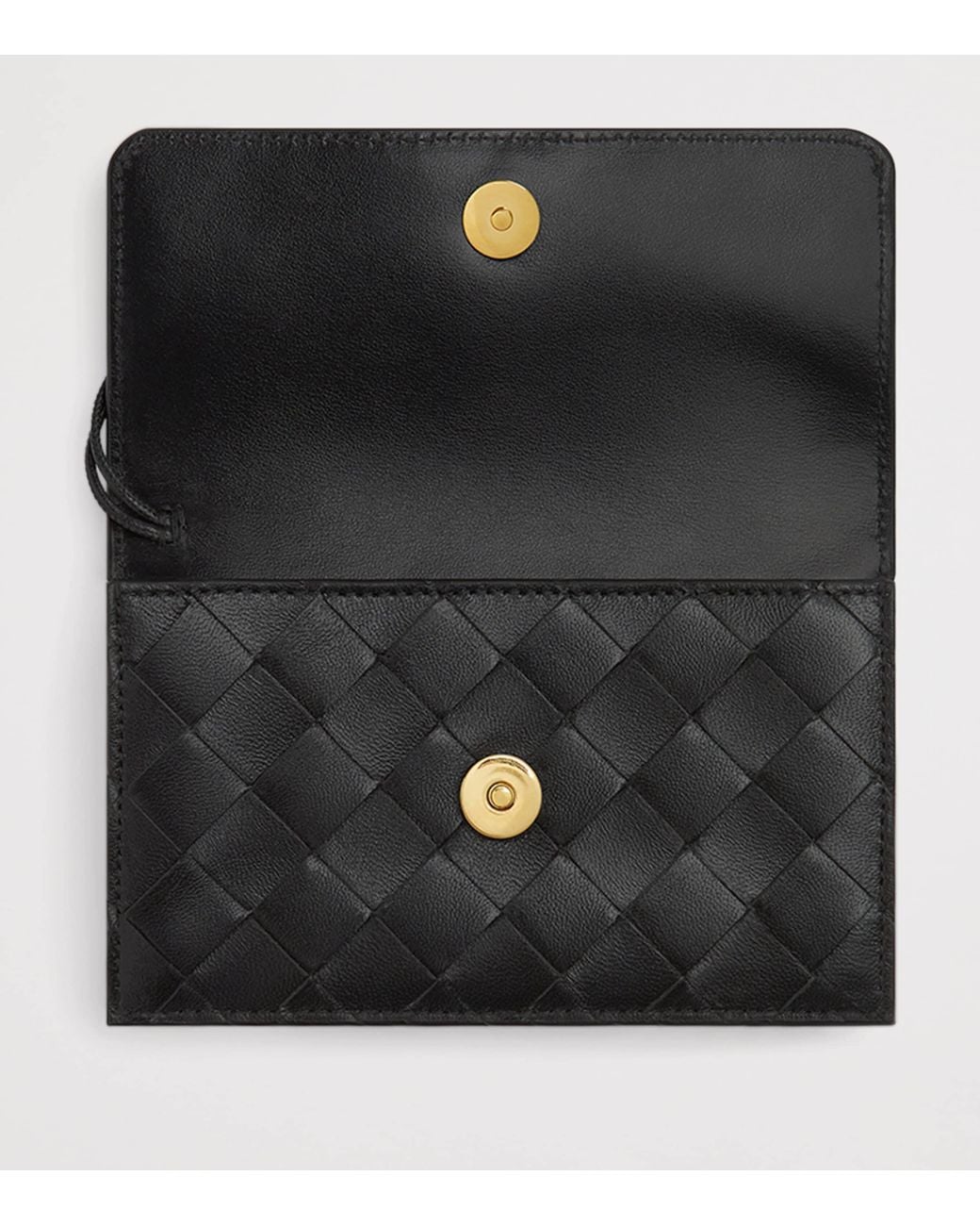Bottega Veneta Black Leather Intrecciato Andiamo Card Holder