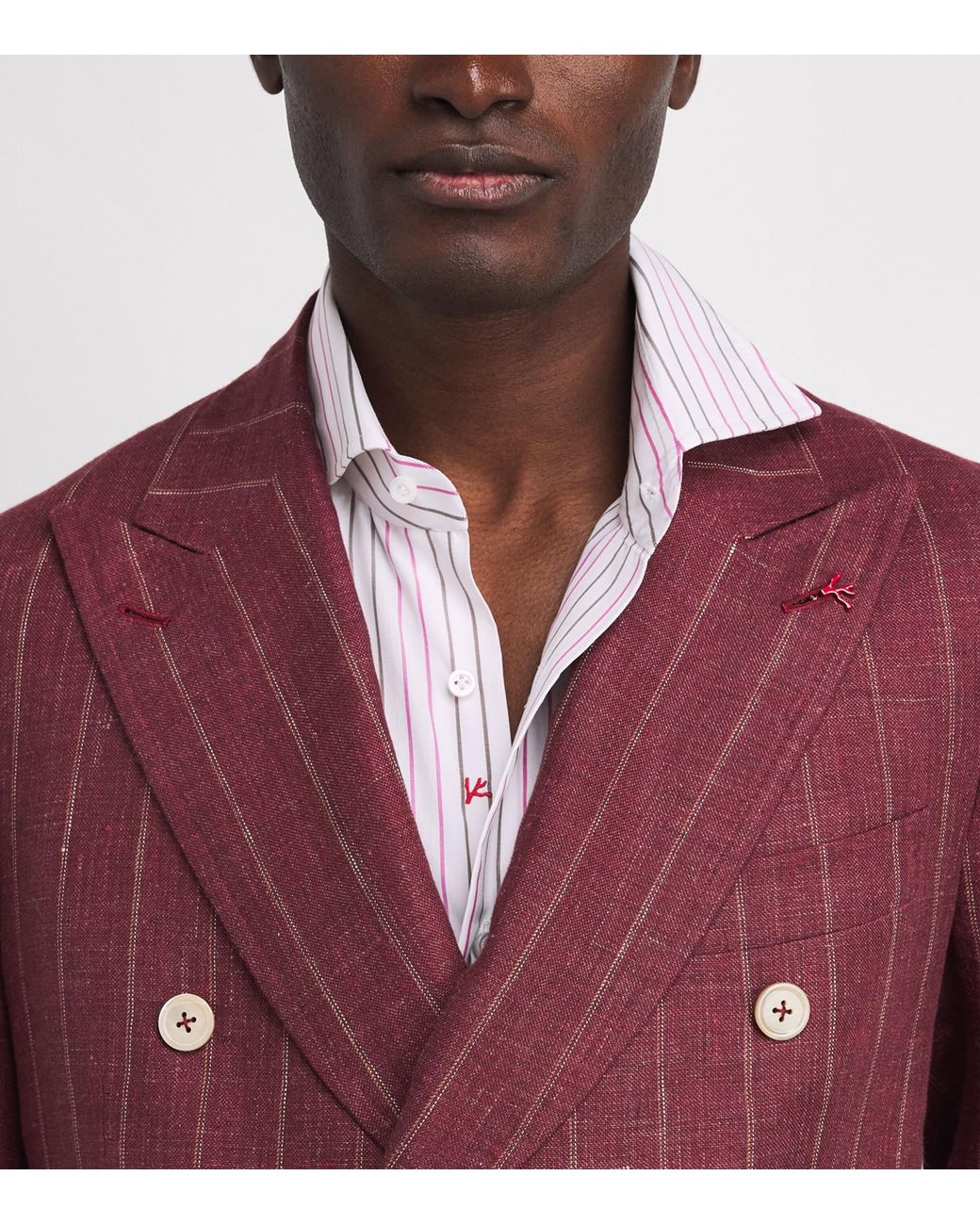Isaia White Egyptian Cotton Stripe Shirt for men
