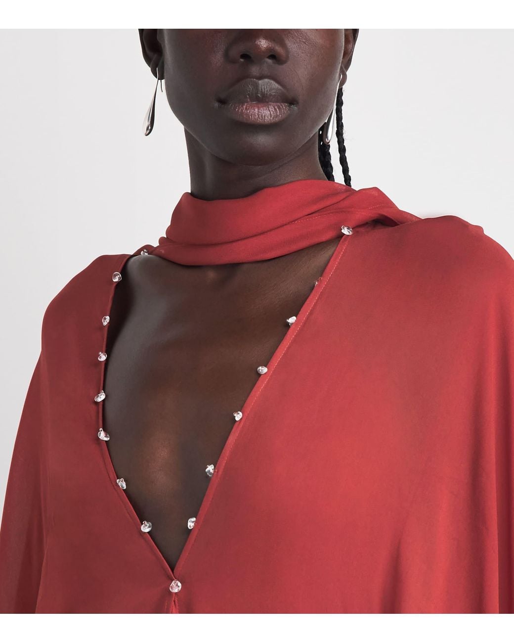 De La Vali Red Georgette Florencia Maxi Dress