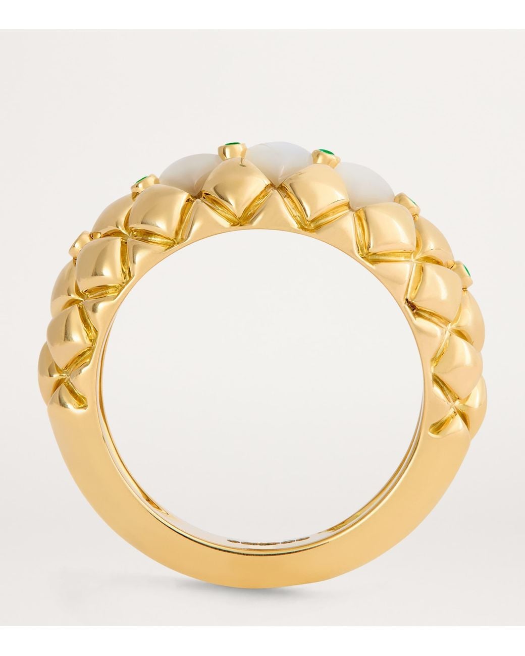 L'Atelier Nawbar Metallic Diamond And Emerald Bond Street Curve Ring
