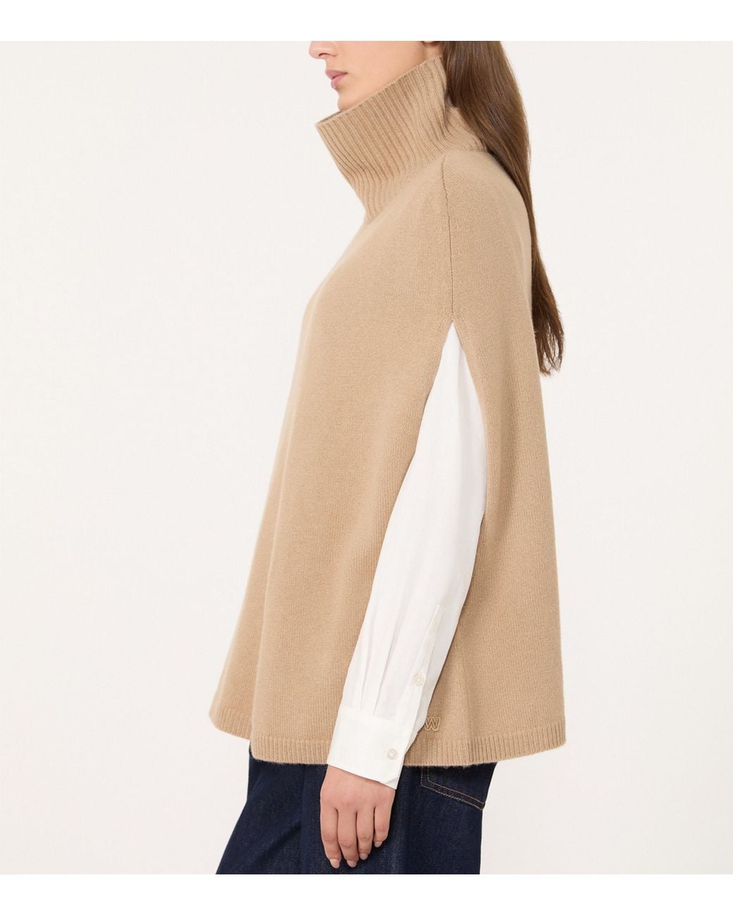 Weekend by Maxmara Natural Cashmere Knitted Funnel-Neck Cape