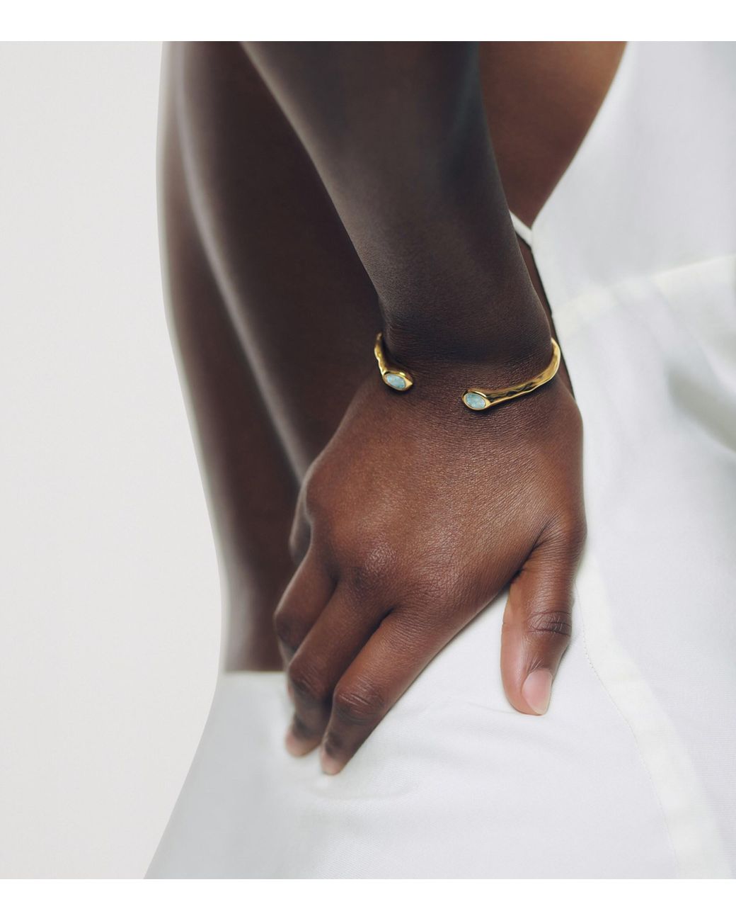Monica Vinader Natural Vermeil And Aquamarine Odyssey Cuff Bracelet