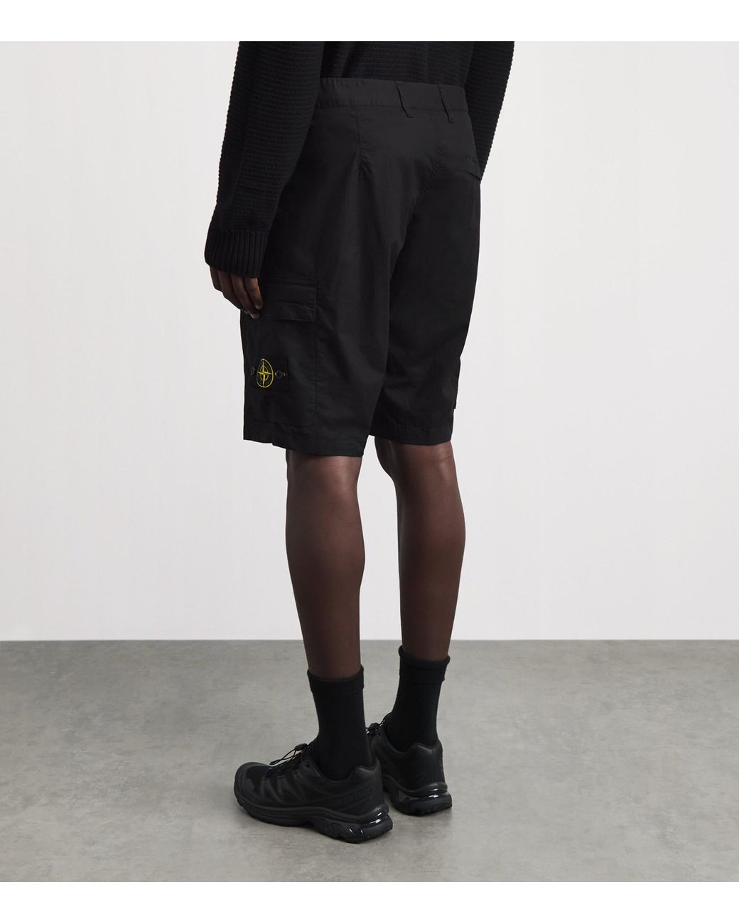 Stone Island Black Stretch-Cotton Cargo Shorts for men