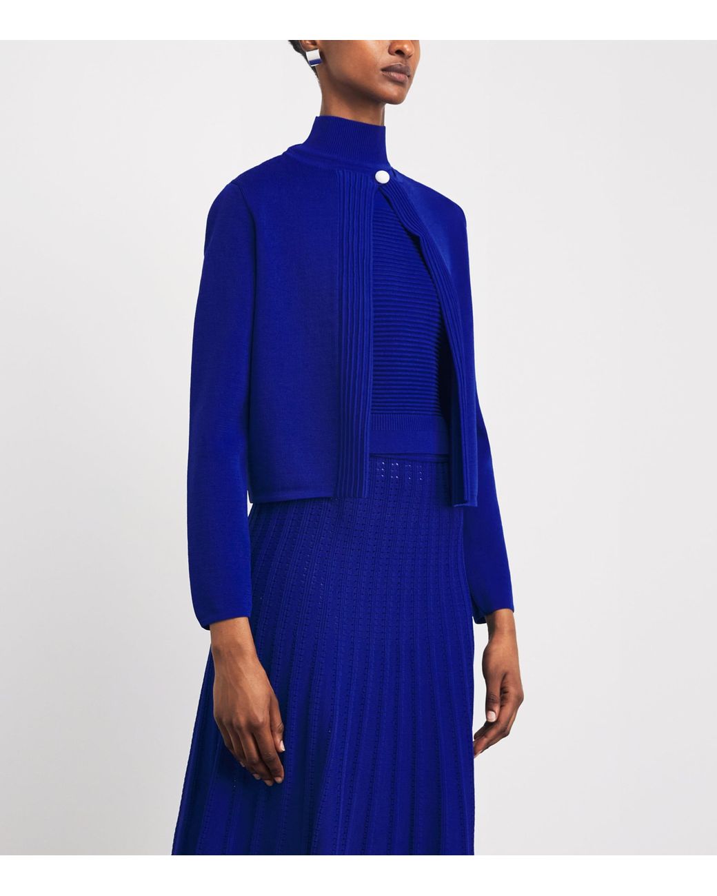 Edeline Lee Blue Knitted Open Cardigan