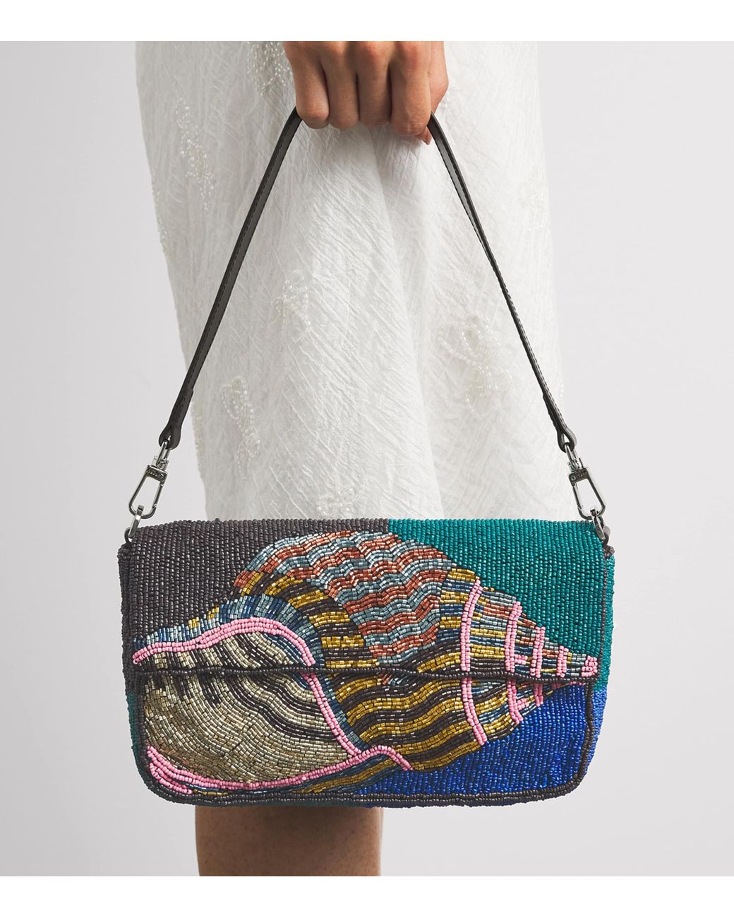 Staud Gray Beaded Timmy Shoulder Bag