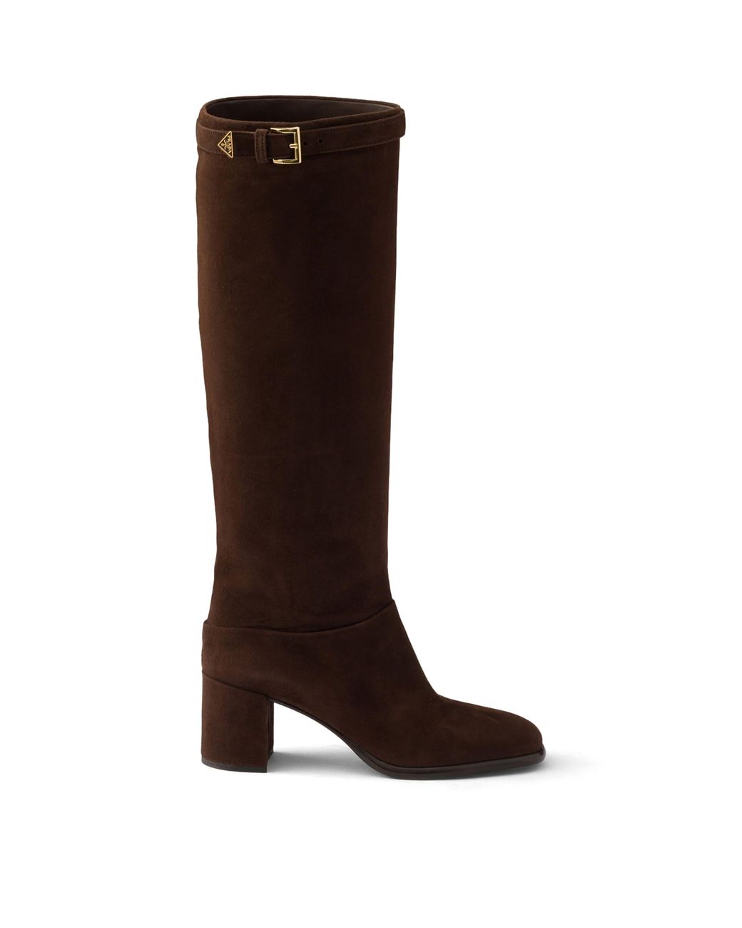 Prada Brown Suede Knee-High Heeled Boots 65