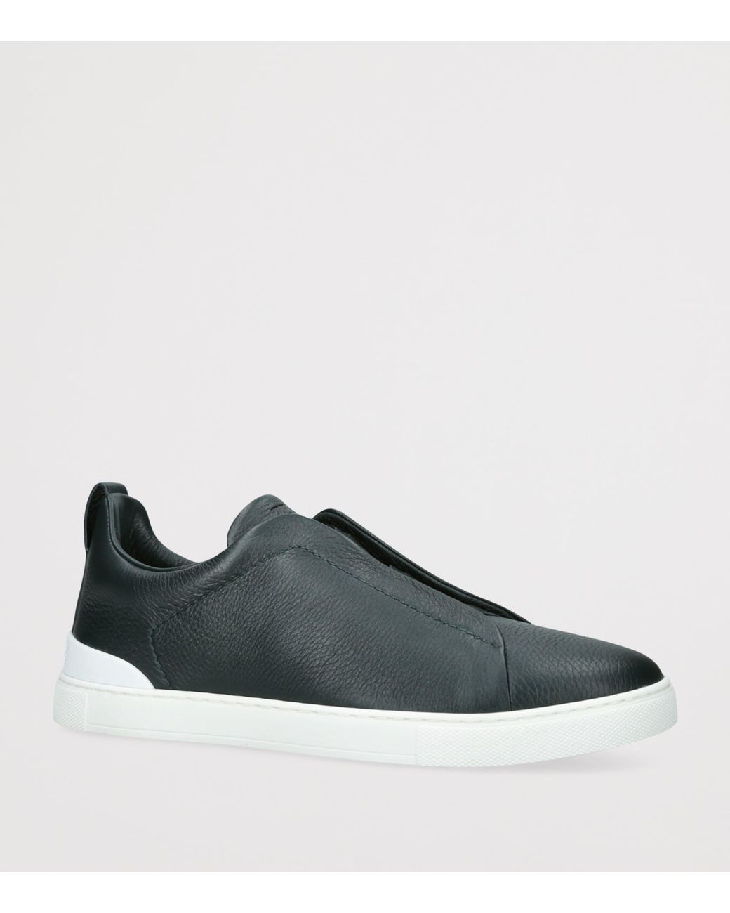 Zegna Green Leather Triple Stitch Sneakers for men
