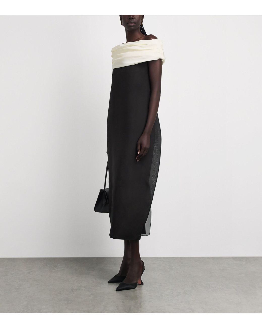 Voranida Black Silk Loom Midi Dress