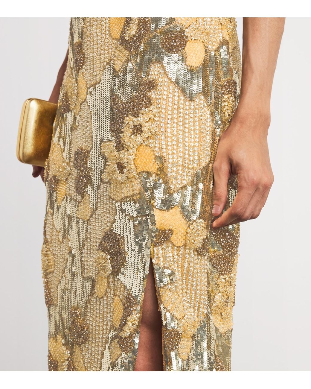 Rachel Gilbert Metallic Embellished Elyse Maxi Dress