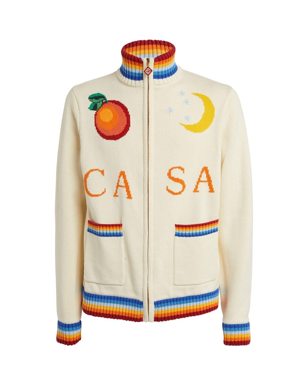 トップス CASABLANCA Jacquard Knit Jacket 20AW CASABLANCA Knitted Casa Zip-up Cardigan in White for Men | Lyst Canada