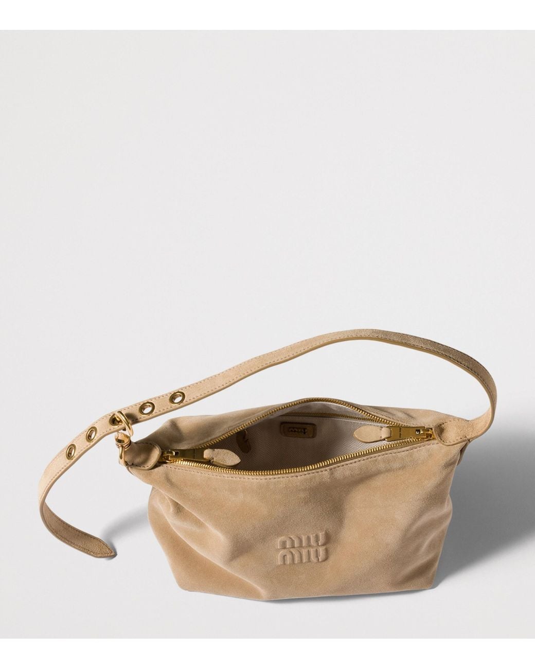 Miu Miu Natural Small Suede Spirit Shoulder Bag