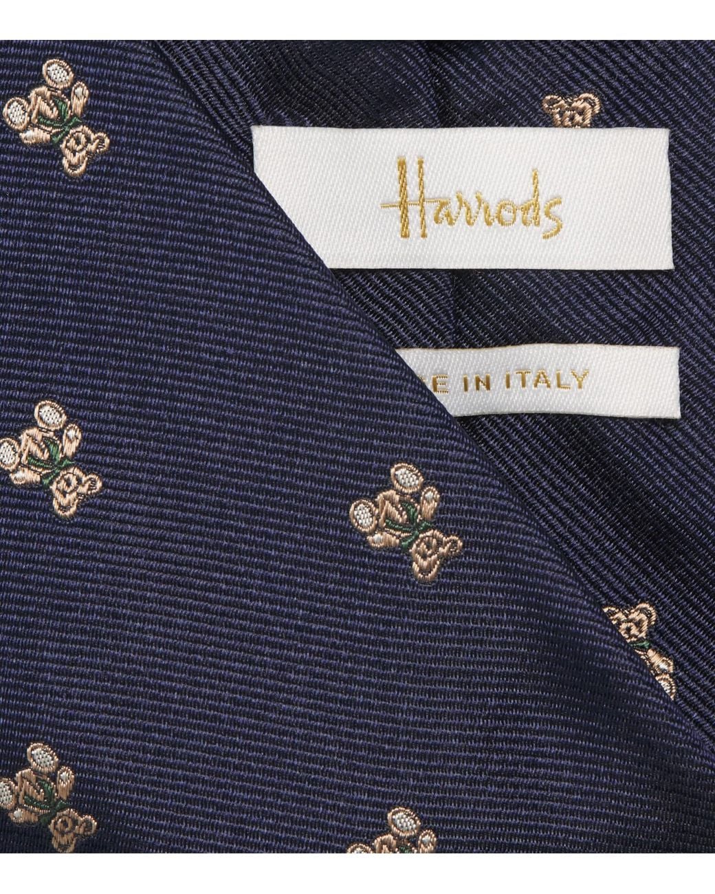 Harrods Blue Silk Henry Bear Tie for men
