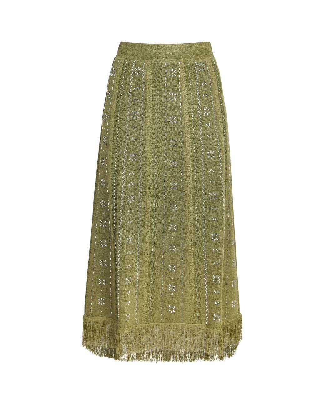 Maje Green Embellished Midi Skirt