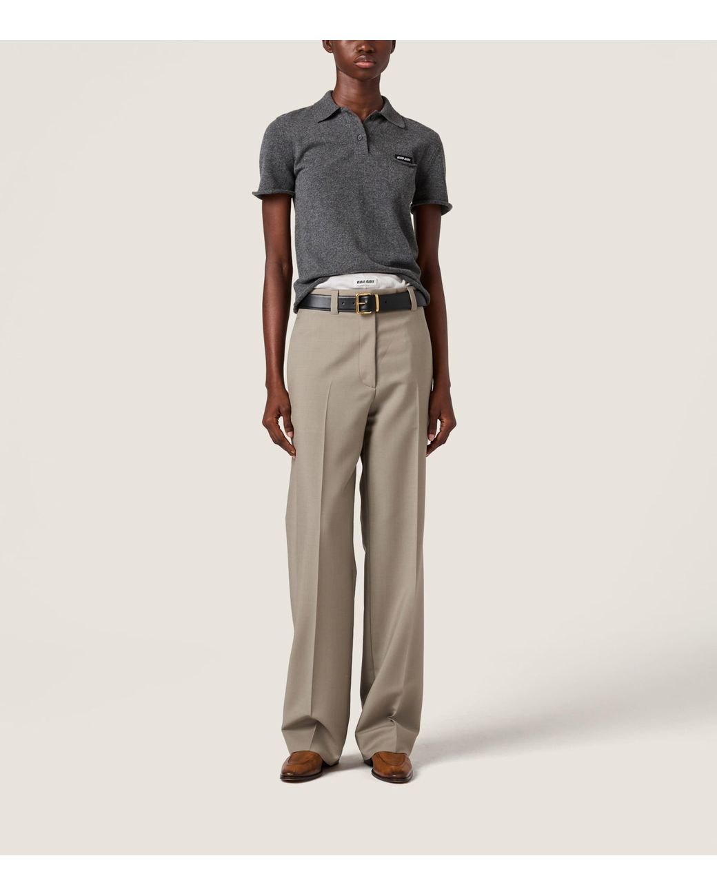 Miu Miu Black Cashmere Logo Polo Shirt