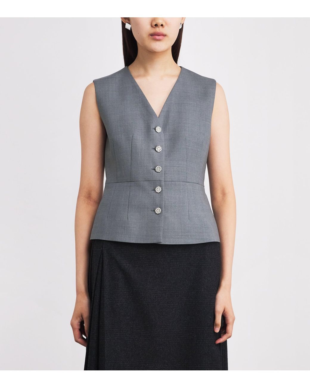 Maje Blue Wool-Blend Waistcoat