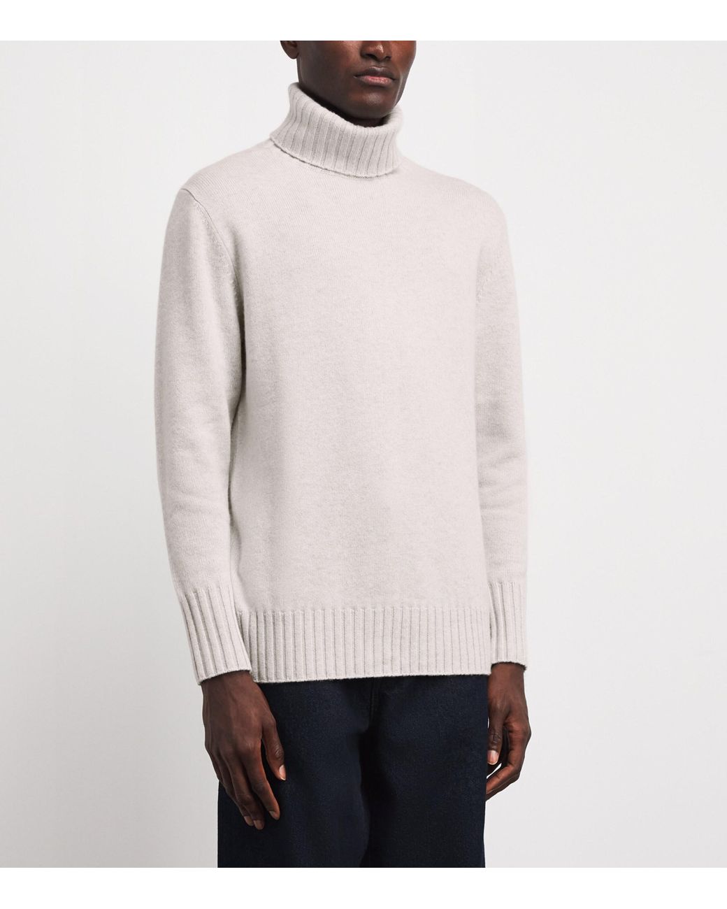 N.Peal Cashmere White Cashmere Brompton Rollneck Sweater for men