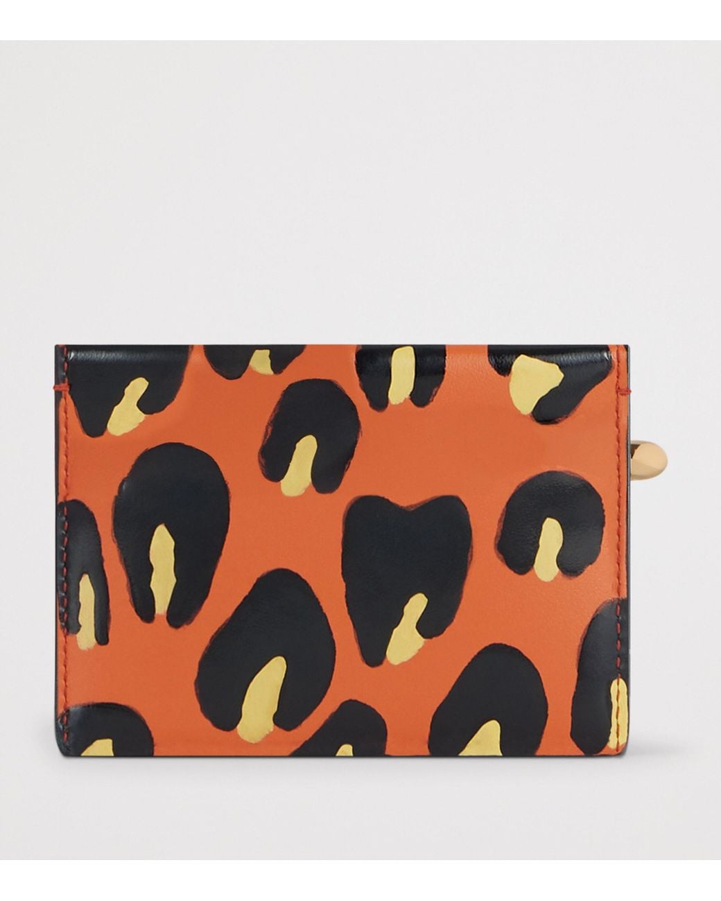 Givenchy Orange Leather Leopard Print Pinch Bifold Wallet