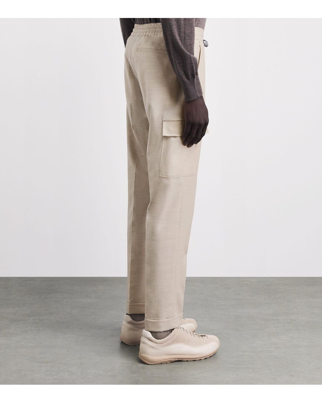 Marco Pescarolo Natural Stretch-Cashmere Drawstring Cargo Trousers for men