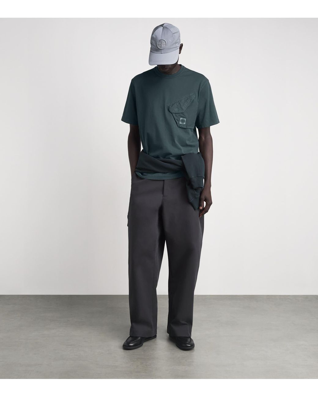 Stone Island Green Cotton Compass Pocket T-Shirt for men
