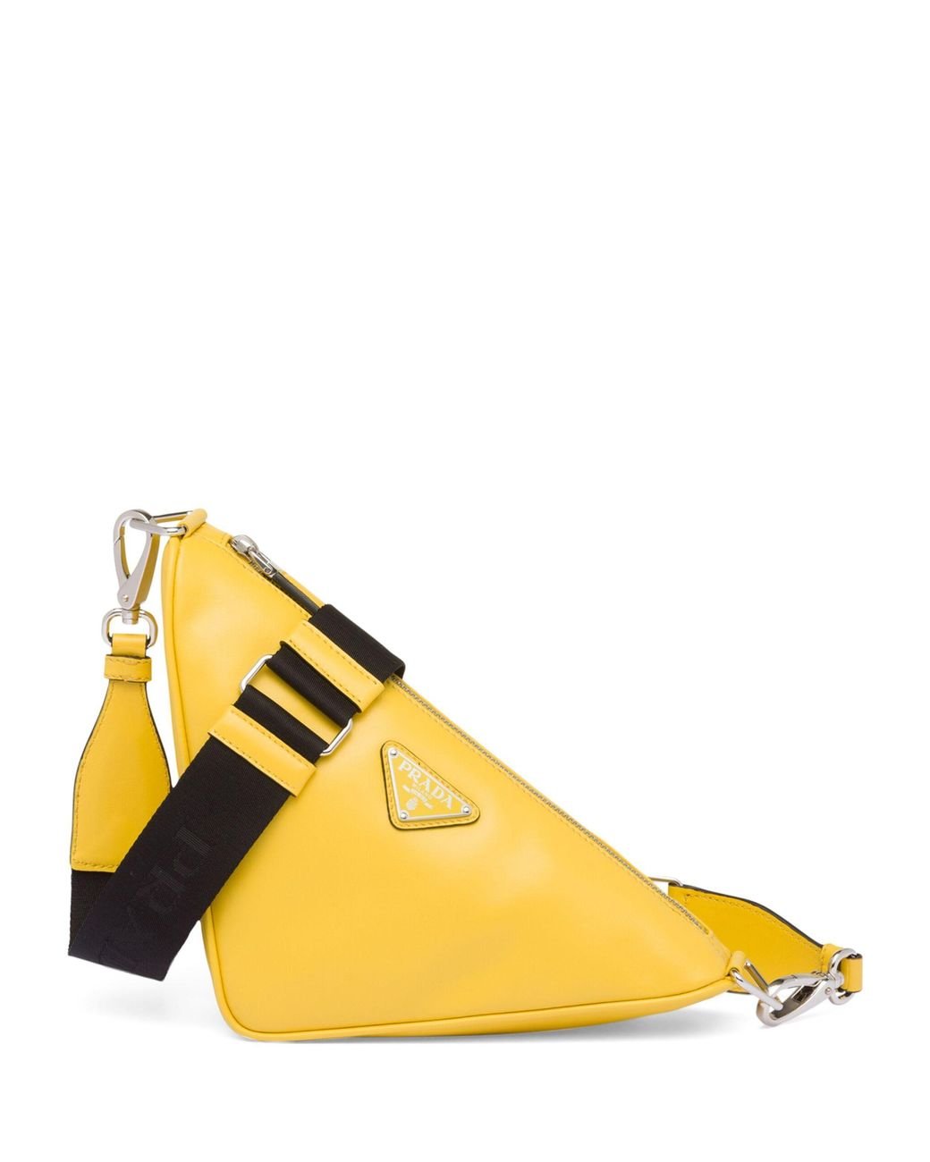 Prada Logo Plaque Zipped Crossbody Bag in Yellow for Men