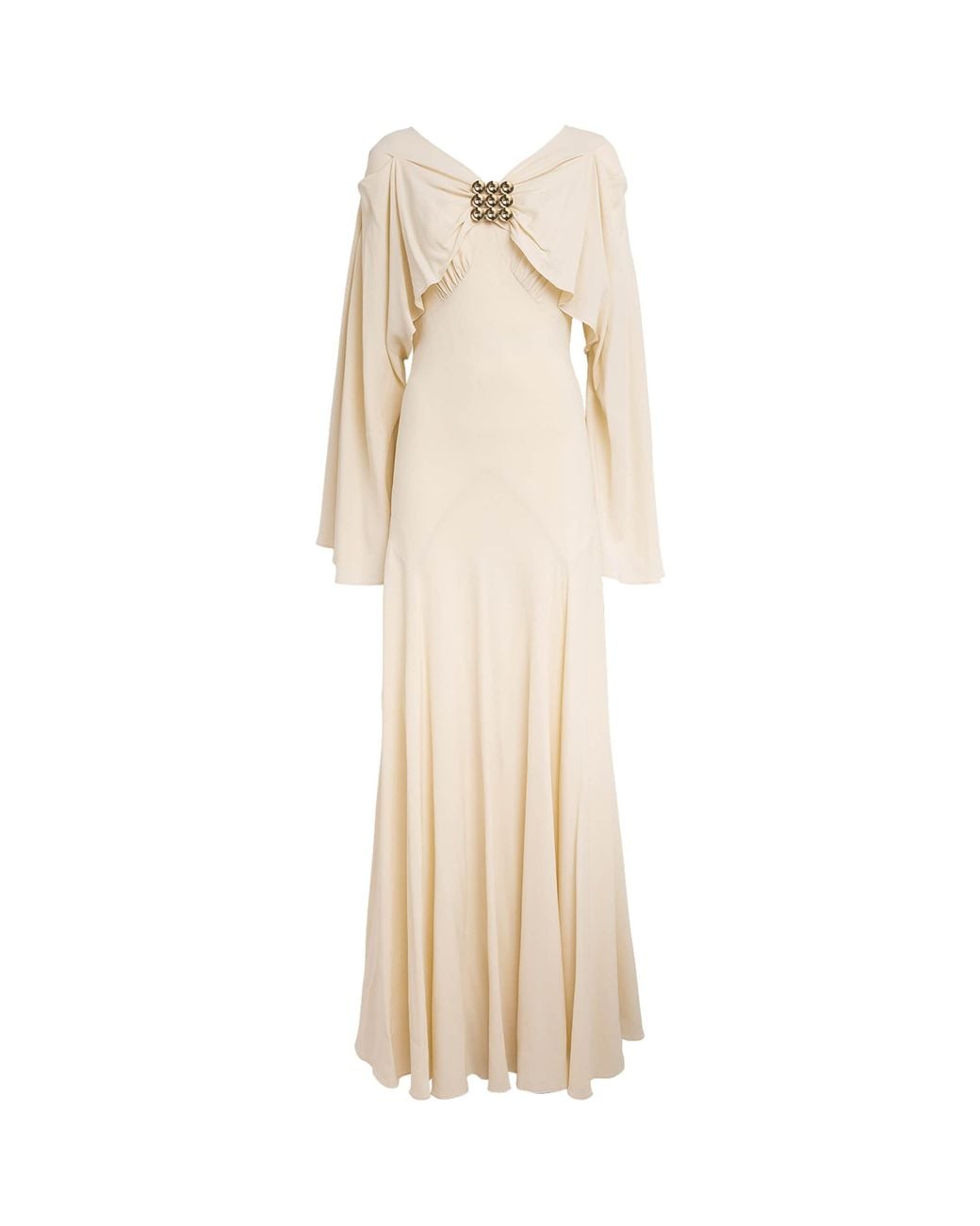 Rabanne Natural Cape-Sleeve Gown