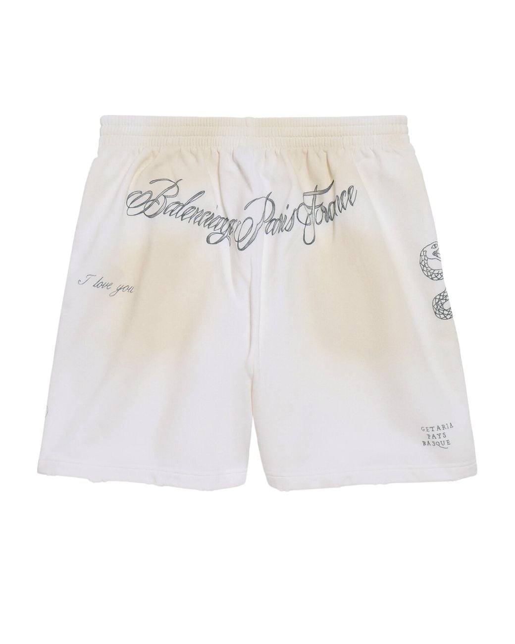 Balenciaga White Cotton Graphic Print Sweatshorts for men
