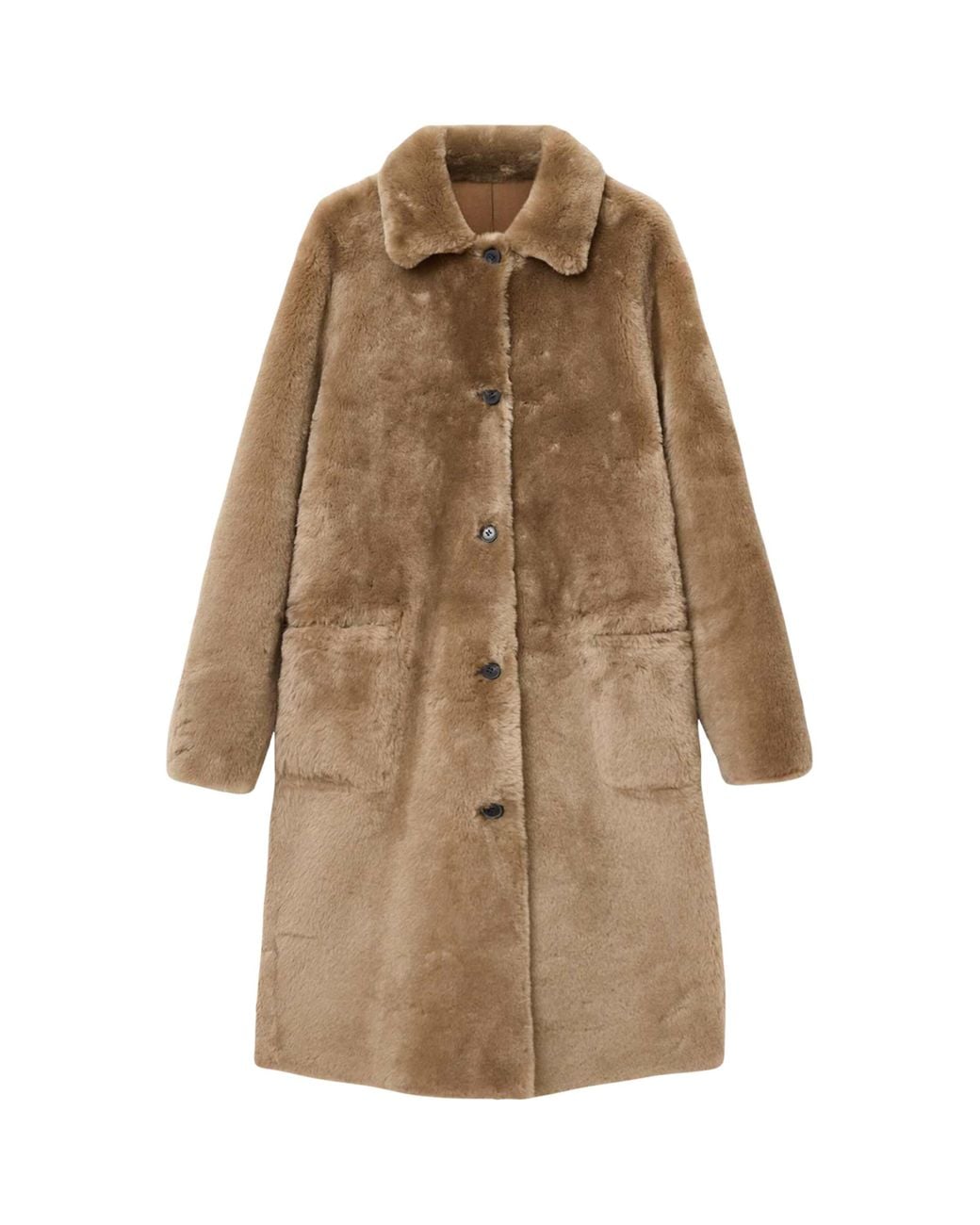 AllSaints Natural Shearling Reversible Serra Coat
